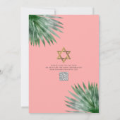 QR Code Tropical Bat Mitzvah Floral Gold Script Einladung (Rückseite)