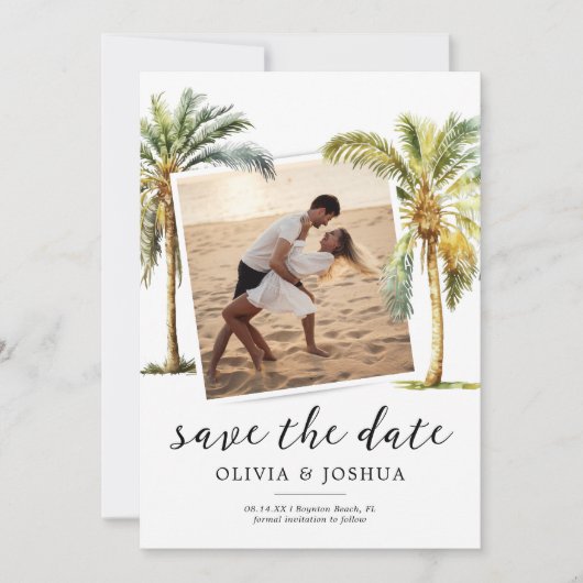 QR Code Tropical Beach Save the Date (Vorderseite)