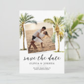 QR Code Tropical Beach Save the Date (Stehend Vorderseite)