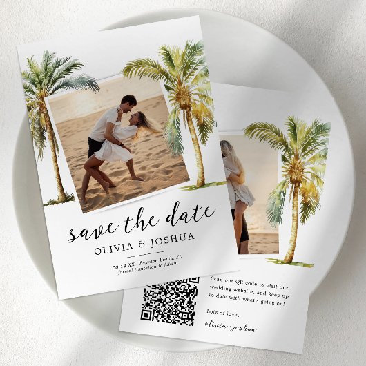 QR Code Tropical Beach Save the Date