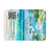 QR Code Tropical Beach Save the Date Zielort Magnet (Horizontal)
