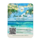 QR Code Tropical Beach Save the Date Zielort Magnet (Vertikal)