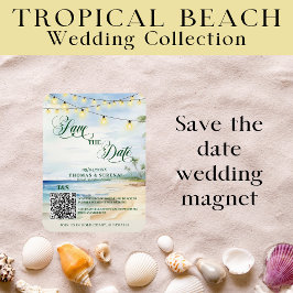QR Code Tropical Beach Save the Date Zielort Magnet