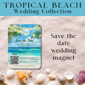 QR Code Tropical Beach Save the Date Zielort Magnet