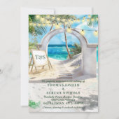 QR Code Tropical Beach Wedding Destination Einladung (Vorderseite)