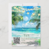 QR Code Tropical Beach Wedding Destination Einladung (Rückseite)