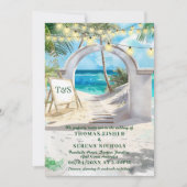 QR Code Tropical Beach Wedding Destination Einladung (Vorderseite)