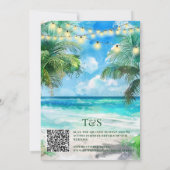 QR Code Tropical Beach Wedding Destination Einladung (Rückseite)