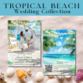 QR Code Tropical Beach Wedding Destination Einladung