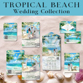 QR Code Tropical Beach Wedding Destination Einladung