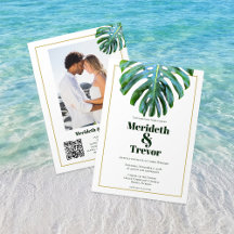 QR Code Tropical Blätter Gold Foto Modern Beach