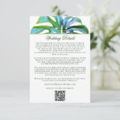 QR Code Tropical Leaf Beach Wedding Details Begleitkarte (Stehend Vorderseite)
