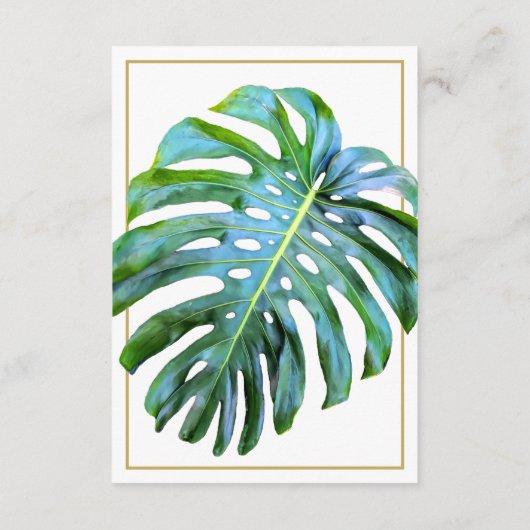 QR Code Tropical Leaf Beach Wedding Details Begleitkarte (Rückseite)