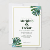 QR Code Tropical Monstera Verlasse Gold Foto Beach Einladung (Vorderseite)