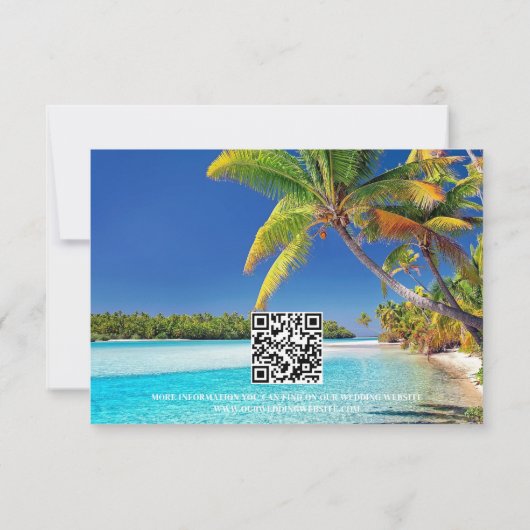 QR Code Tropical Palm Beach Save the Date Card Einladung (Rückseite)