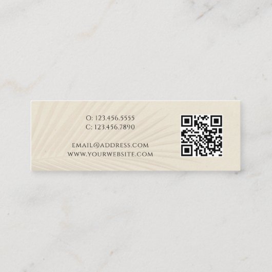 QR Code Tropical Palm Mini Business Card Mini Visitenkarte (Rückseite)