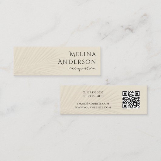 QR Code Tropical Palm Mini Business Card Visitenkarte (Vorne/Hinten)