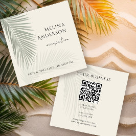 QR Code Tropical Palm Square Business Card Quadratische Visitenkarte