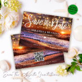 QR-Code - Tropical Sunset Beach Save the Date Card Einladung