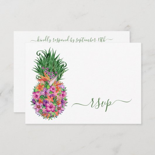 QR-Code Tropische Ananas-Hochzeit RSVP (Vorne/Hinten)