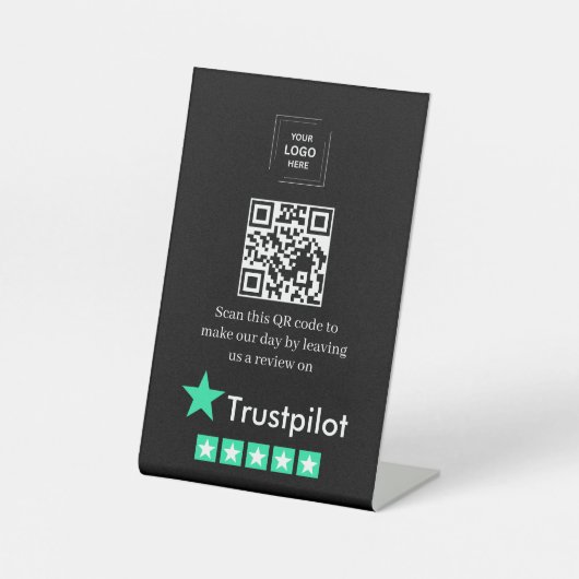 QR-Code Trustpilot-Bewertungslink Tischständer Sti Sockelschild (Vorderseite)