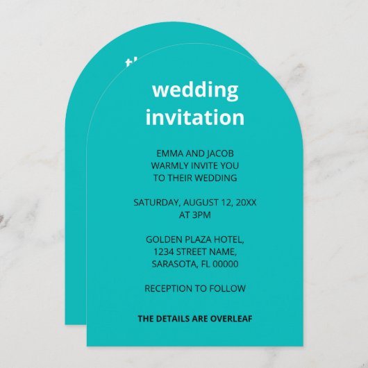 QR Code Türkis in einer Hochzeitseinladung Einladung (Vorne/Hinten)