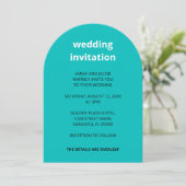 QR Code Türkis in einer Hochzeitseinladung Einladung (Stehend Vorderseite)