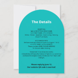 QR Code Türkis Wedding Details Card Einladung
