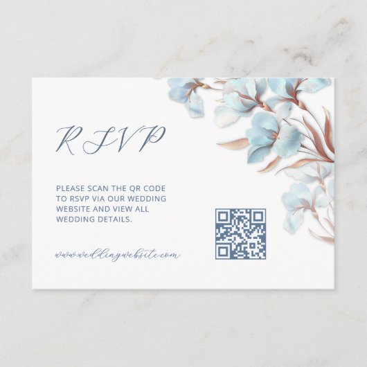QR-Code | Türkisfarbene Blumen Begleitkarte (Vorderseite)