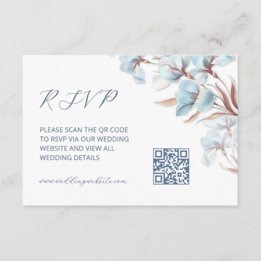 QR-Code | Türkisfarbene Blumen Begleitkarte (Vorderseite)