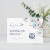 QR-Code | Türkisfarbene Blumen Begleitkarte (Stehend Vorderseite)