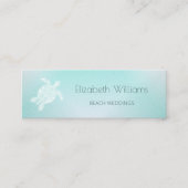 QR-Code | Türkisfarbenes weißes Schildkrötenstrand Mini Visitenkarte (Vorderseite)