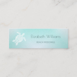 QR-Code | Türkisfarbenes weißes Schildkrötenstrand Mini Visitenkarte