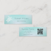 QR-Code | Türkisfarbenes weißes Schildkrötenstrand Mini Visitenkarte (Vorne/Hinten)