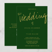 QR Code Typografie Grüne Hochzeit Einladung (Vorne/Hinten)