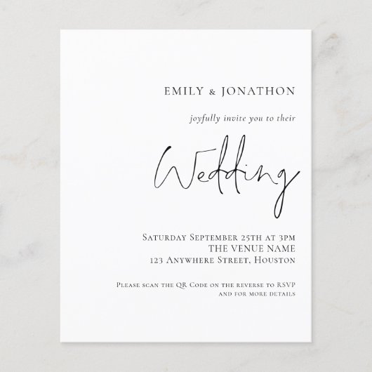 QR Code Typografie Hochzeitseinladung (Vorderseite)