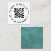 QR-Code UAWG aquamarine blaue Grenze und Herz Hoch Begleitkarte (Vorne/Hinten)