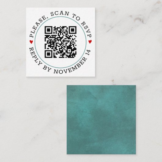 QR-Code UAWG aquamarine blaue Grenze und Herz Hoch Begleitkarte (Vorne/Hinten)