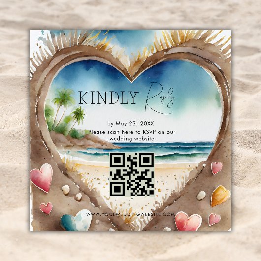 QR Code UAWG Beach Ocean Tropical Wedding Insert