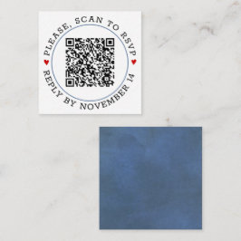 QR-Code UAWG Blauer Rand und Herz Hochzeit Begleitkarte