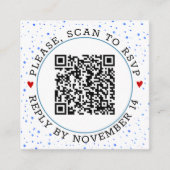 QR-Code UAWG blauer Rand und Konfetti Begleitkarte (Vorderseite)