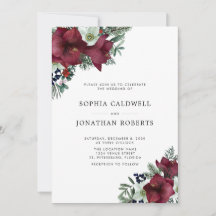 QR Code UAWG Burgundy Floral Winter Wedding