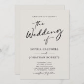 QR Code UAWG Calligraphy Elegant Eggshell Wedding Einladung (Vorne/Hinten)