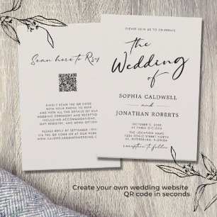 QR Code UAWG Calligraphy Elegant Eggshell Wedding Einladung