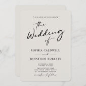 QR Code UAWG Calligraphy Elegant Eggshell Wedding Einladung (Vorne/Hinten)