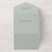 QR Code UAWG Calligraphy Sage Green Wedding All In One Einladung (Außenbereich)