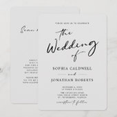 QR Code UAWG Chic Calligraphy Gray Wedding Einladung (Vorne/Hinten)