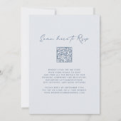 QR Code UAWG Dusty Blue Monogram Wreath Wedding in Einladung (Rückseite)