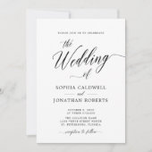 QR Code UAWG Elegant Black Calligraphy Wedding Einladung (Vorderseite)