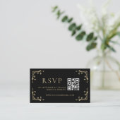Qr Code UAWG Eleganter Deko Gold Black Retro Hochz Begleitkarte (Stehend Vorderseite)